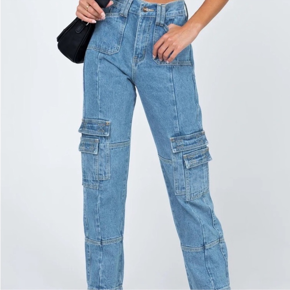 Lioness Light Wash Cargo Jeans XS